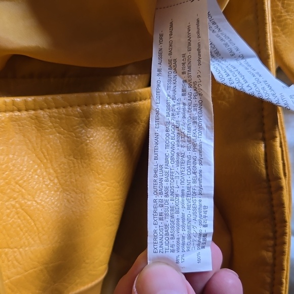 Zara Basic Outerware Women's Yellow Mustard Faux Leather Motorcyc Jacket Size XS - Picture 12 of 15